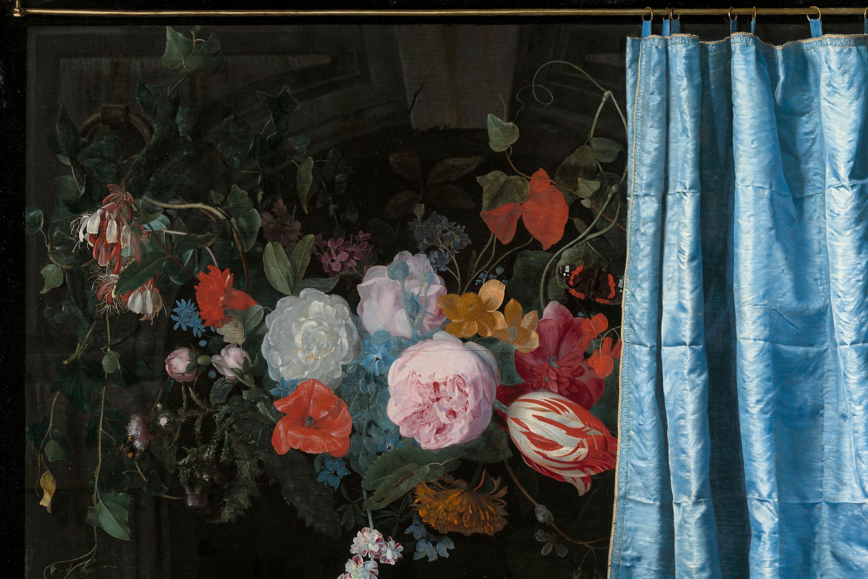 Image result for man hiding behind curtain painting